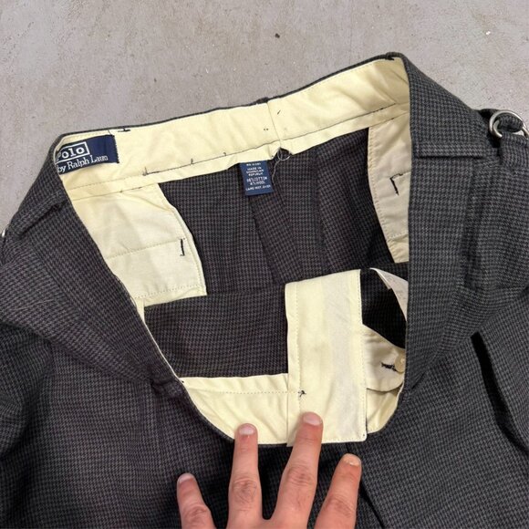 Polo Ralph Lauren Pleated Dress Pants Cotton Wool Trousers Houndstooth 36x27 - Picture 4 of 11